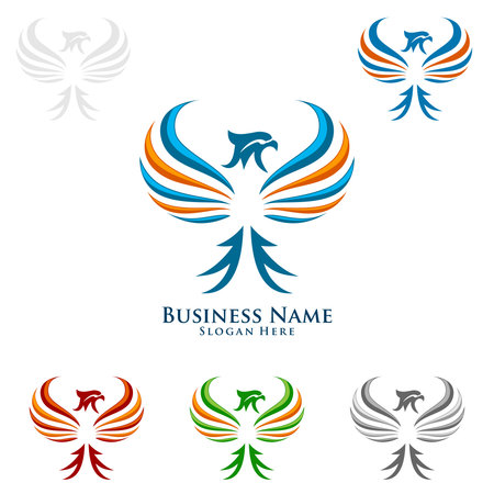 Eagle Logo, vector Wild eagle Bird Falcon Hawk isolated on a white background.のイラスト素材