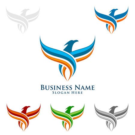 Eagle Logo, vector Wild eagle Bird Falcon Hawk isolated on a white background.のイラスト素材
