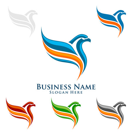 Eagle Logo, vector Wild eagle Bird Falcon Hawk isolated on a white background.のイラスト素材
