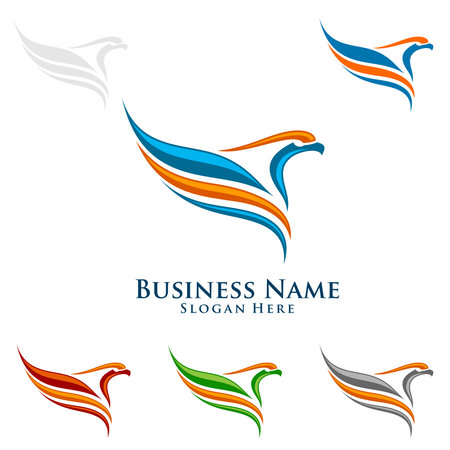 Eagle Logo, vector Wild eagle Bird Falcon Hawk isolated on a white background.のイラスト素材