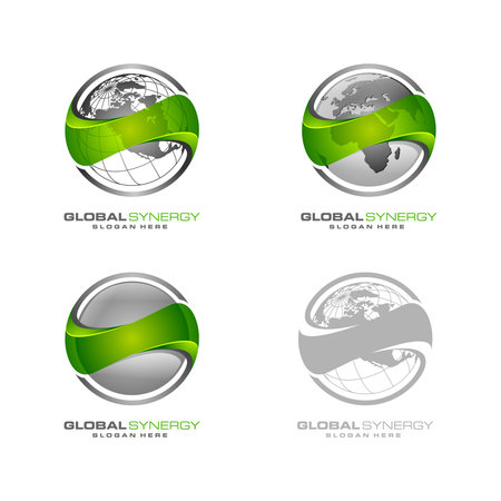 Global logo with ring sphere and digital world motion vector logo designのイラスト素材
