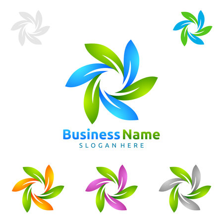 Natural green tree of ecology leaf icon template.のイラスト素材