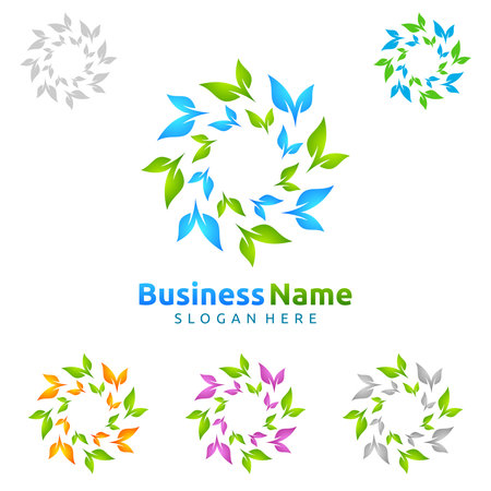 Natural green tree of ecology leaf icon template.のイラスト素材