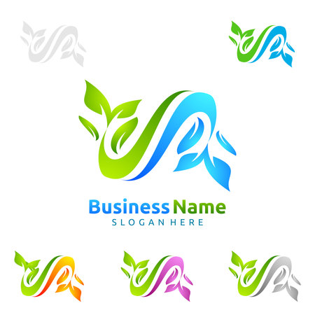 Natural green tree of ecology leaf icon template.のイラスト素材