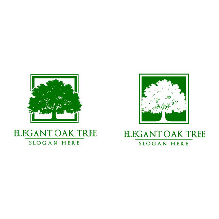 Green Oak Tree Vector Logo Designのイラスト素材