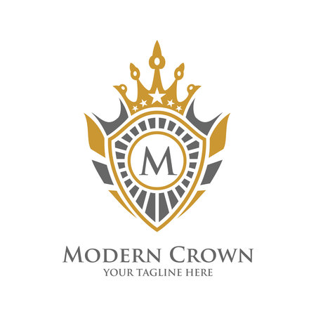 Heraldry Vector Logo Design with Luxury Crown Decorative Frame Logo.のイラスト素材