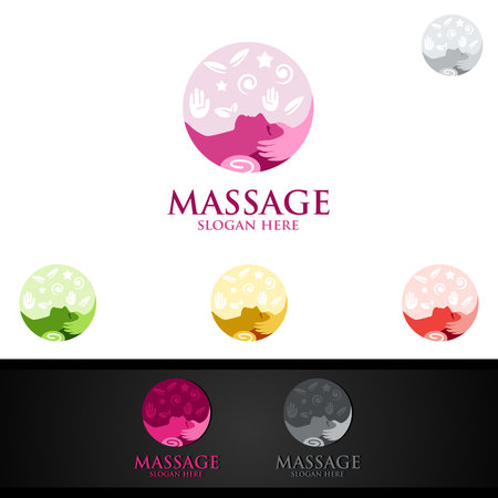 Chiropractic, massage, back pain and osteopathy Logo Designのイラスト素材