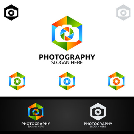 Abstract Camera Photography Logo Icon Vector Design Templateのイラスト素材