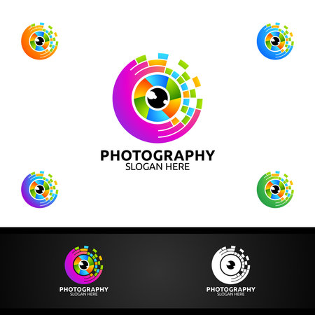 Abstract Camera Photography Logo Icon Vector Design Templateのイラスト素材