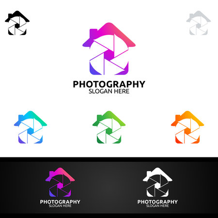 Home Camera Photography Logo Icon Vector Design Templateのイラスト素材