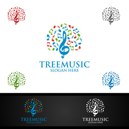 Abstract Music Logo with Note and Play Conceptのイラスト素材
