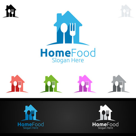 Home Food Logo Template for Restaurant or Cafeのイラスト素材