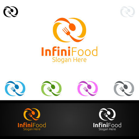 Infinity Food Logo Template for Restaurant or Cafeのイラスト素材