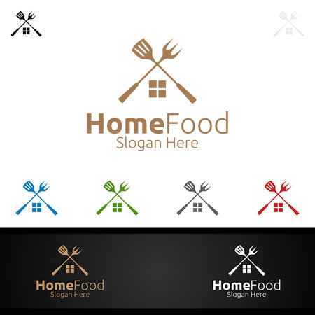 Home Food Logo Template for Restaurant or Cafeのイラスト素材