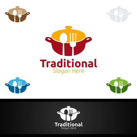Traditional Food Logo for Restaurant or Cafeのイラスト素材