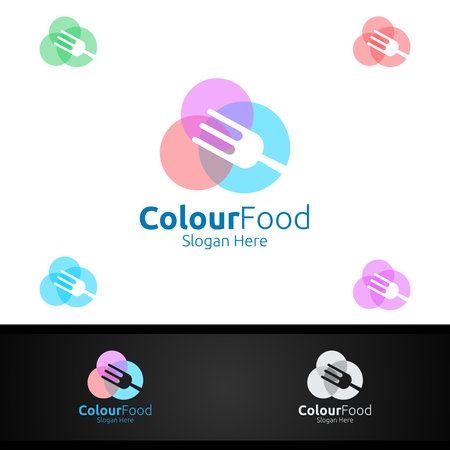 Food  for Restaurant or Cafe, Fork, Spoon and leaves Conceptのイラスト素材