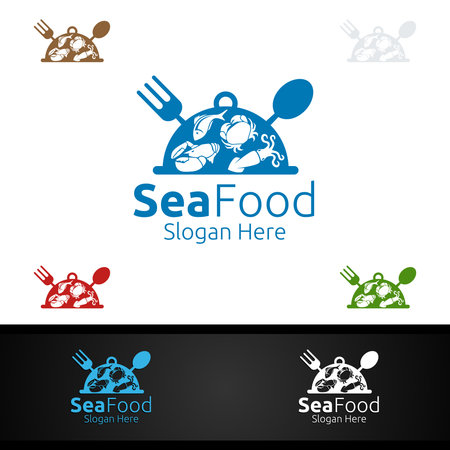 Seafood Logo for Restaurant or Cafeのイラスト素材