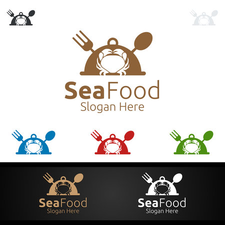 Crab Seafood Logo for Restaurant or Cafeのイラスト素材