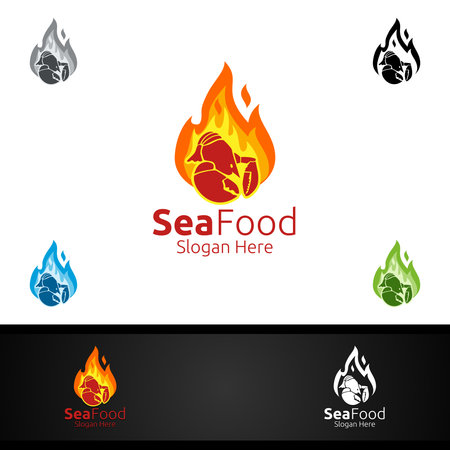 Shrimp Seafood Logo for Restaurant or Cafeのイラスト素材