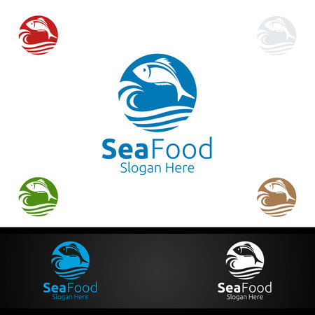 Fish Seafood Logo for Restaurant or Cafeのイラスト素材