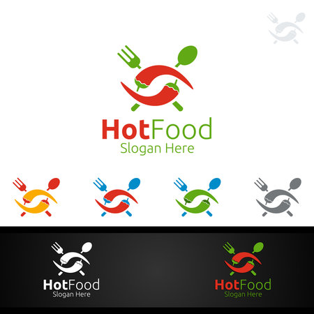Chili Food Logo for Restaurant or Cafeのイラスト素材