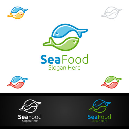 Fish Seafood Logo for Restaurant or Cafeのイラスト素材