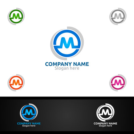 Letter M for Digital Vector Logo, Marketing, Financial, Advisor or Invest Design Iconのイラスト素材