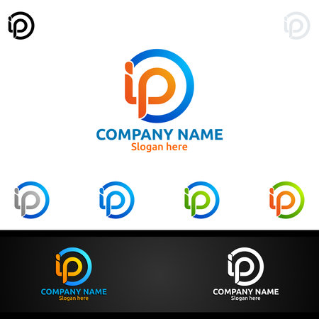 Letter I, P, I and P for Digital Vector Logo, Marketing, Financial, Advisor or Invest Design Iconのイラスト素材