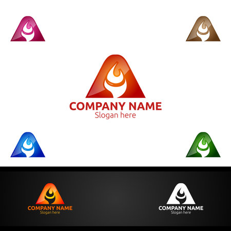 Fire Letter A for Digital Vector Logo, Marketing, Financial, Advisor or Invest Design Iconのイラスト素材