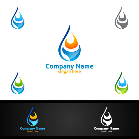 Water Drop vector logo design template.Ecology Clean water, filtration Conceptのイラスト素材