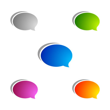 Chat Icon with Speech Bubble and Shadow, Set of Thought, Dream cloud. Talk Balloon. Quote box. Text information frame. Banner and badge conceptのイラスト素材