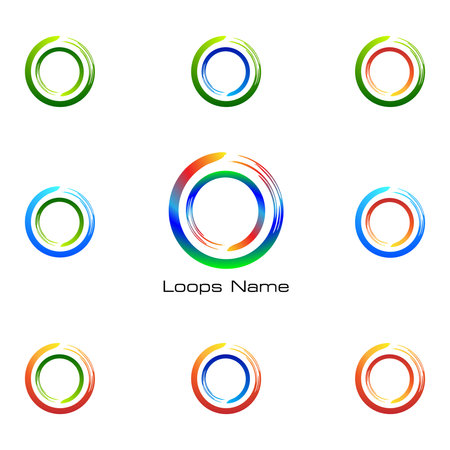 Abstract Loop Logo with Geometric Circle Wheels set. Business icon, web, Vector Label and Emblem.のイラスト素材