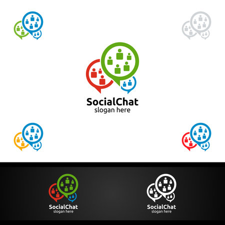 Community and Consulting Logo with App Bubble Chat Talk Concept or Organization Symbolのイラスト素材