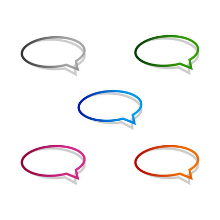 Chat Icon with Speech Bubble and Shadow, Set of Thought, Dream cloud. Talk Balloon. Quote box. Text information frame. Banner and badge conceptのイラスト素材