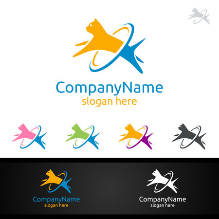Cat Vector Logo for Pet Shop, Veterinary, or Dog Lover Conceptのイラスト素材