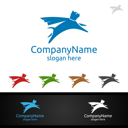 Hero Cat Vector Logo for Pet Shop, Veterinary, or Dog Lover Conceptのイラスト素材