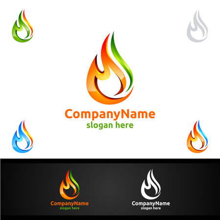 3D Fire Flame Element Vector Logo Designのイラスト素材
