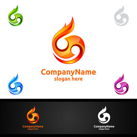 Fire and Flame with Yin and Yang Logo Design Conceptのイラスト素材
