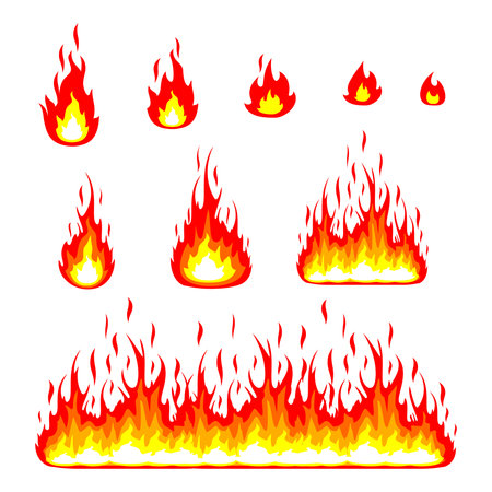 Set of Fire Flame Vector Illustration, Concept of Energy and Power Iconのイラスト素材