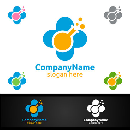 Cross Lab Medical Hospital Logo for Emergency Clinic Drug store or Volunteers Conceptのイラスト素材