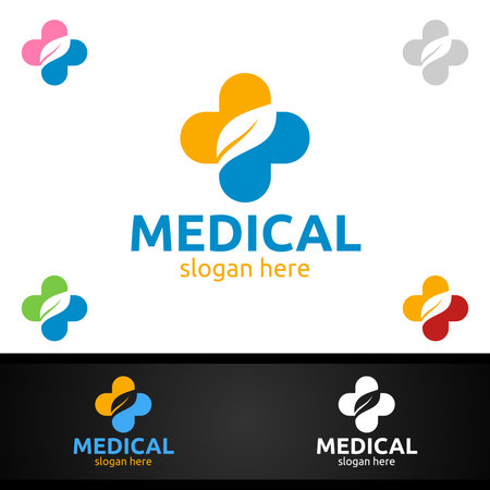 Natural Cross Medical Hospital Logo for Emergency Clinic Drug store or Volunteers Conceptのイラスト素材