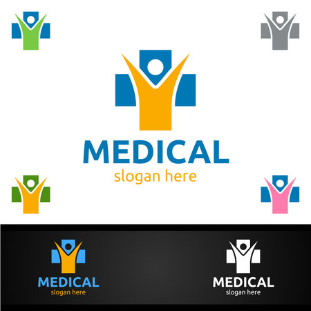 Cross Medical Hospital Logo for Emergency Clinic Drug store or Volunteers Conceptのイラスト素材