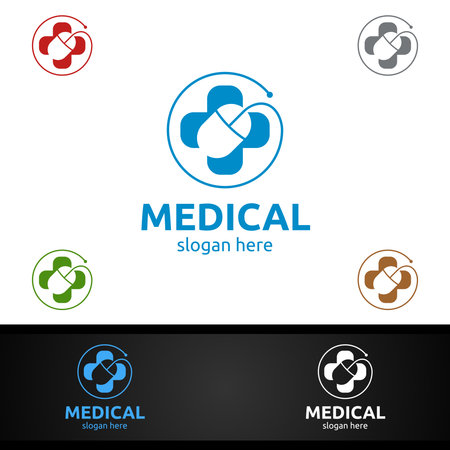 Click Cross Medical Hospital  for Emergency Clinic Drug store or Volunteers Conceptのイラスト素材