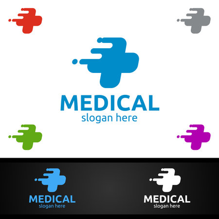 Fast Cross Medical Hospital Logo for Emergency Clinic Drug store or Volunteers Conceptのイラスト素材