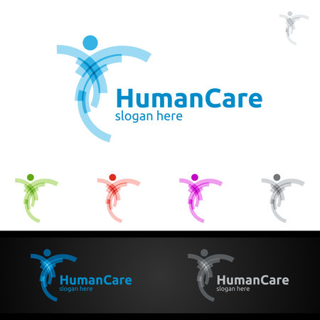 Health Care and Heart Vector Logo Design for Education, Yoga, Fitness or Charity Conceptのイラスト素材