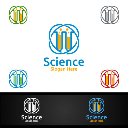 Science and Research Lab Logo for Microbiology, Biotechnology, Chemistry, or Education Design Conceptのイラスト素材