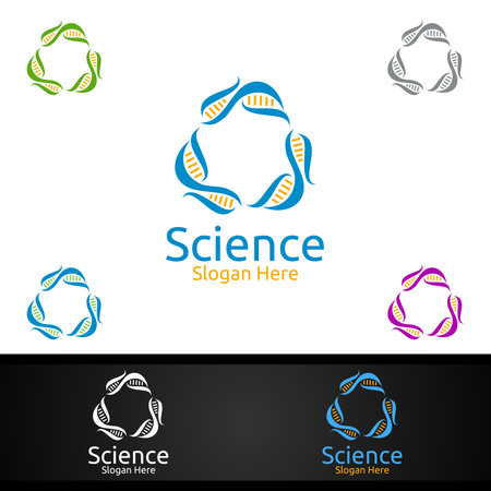 Science and Research Lab Logo for Microbiology, Biotechnology, Chemistry, or Education Design Conceptのイラスト素材