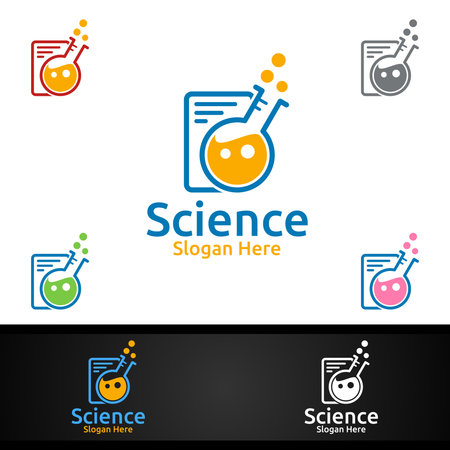 Science and Research Lab Logo for Microbiology, Biotechnology, Chemistry, or Education Design Conceptのイラスト素材