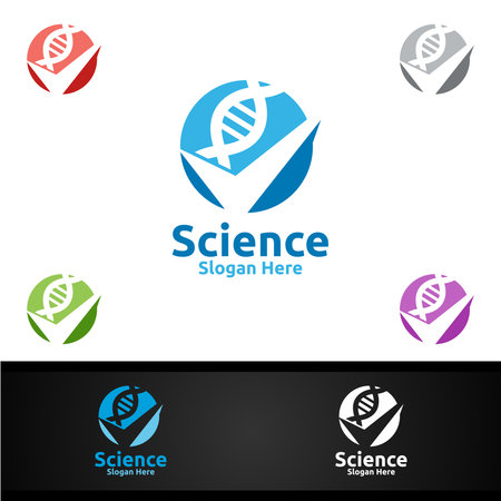 Check Dna Science and Research Lab Logo for Microbiology, Biotechnology, Chemistry, or Education Design Conceptのイラスト素材