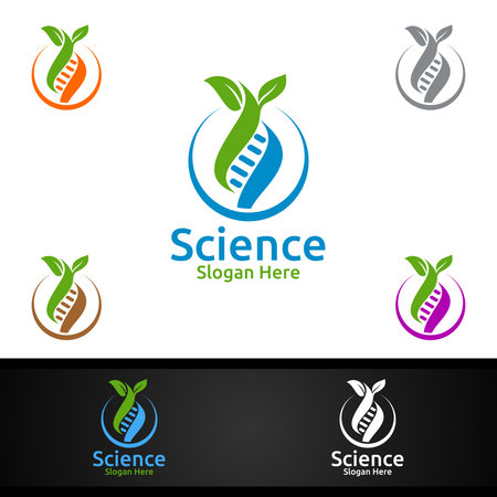 Organic Science and Research Lab Logo for Microbiology, Biotechnology, Chemistry, or Education Design Conceptのイラスト素材